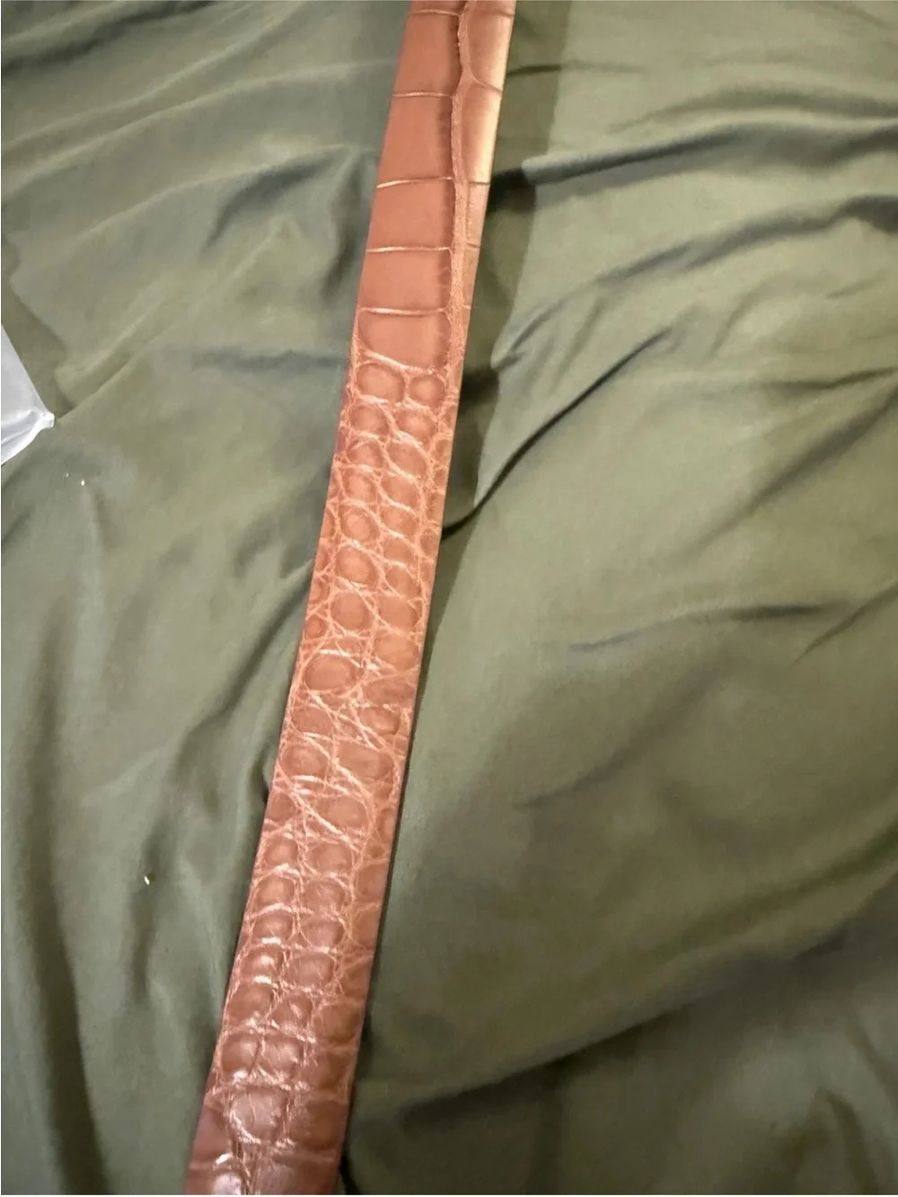 W Kleinberg Cognac Genuine Matte Alligator Belt Size 36 Brand New (2 Buckles)